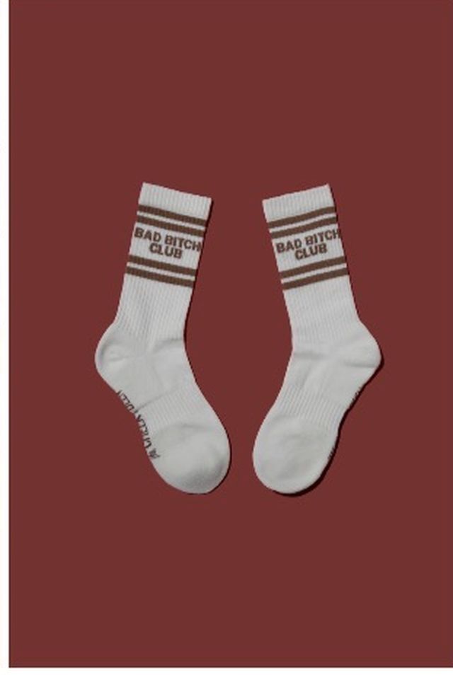 The Kristin cream and mushroom crew socks